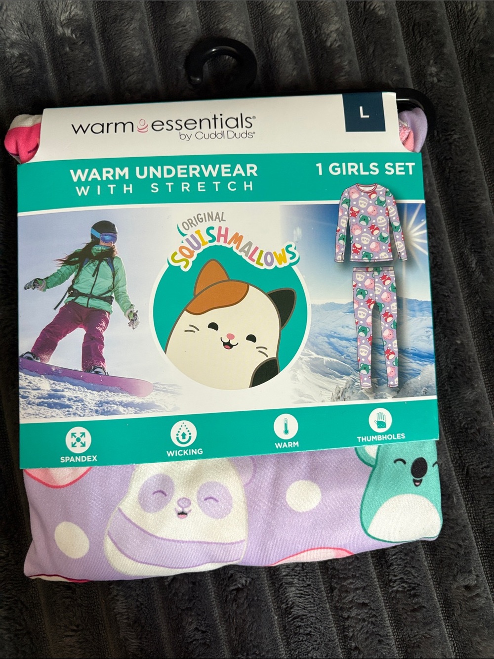 Warm Essentials Girls' Squishmallows Pink Purple Printed Pajama Set
